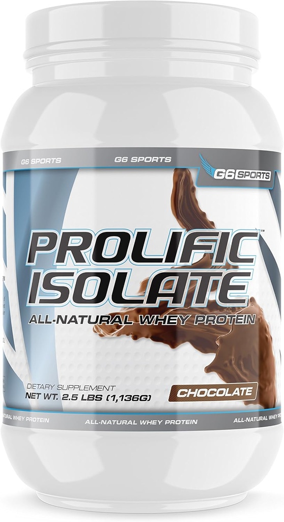G6 Sportvoeding Prolific Isolaat Alle natuurlijke Wei Proteïne Isolaat (Glutenvrij, Lactosevrij, Stevia Gezoet, 25g Proteïne, 100 Calorieën)