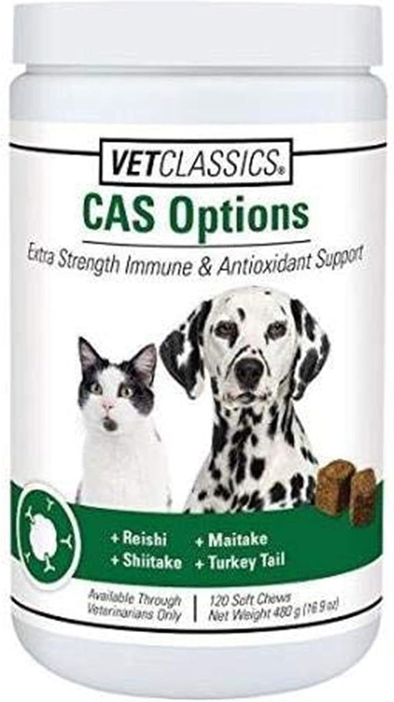 Vt Classics CAS Options Extra Strength Immune Support for Dogs, Cats – Pet Health supplement, Dog Antioxidant Care – Extra-Strength Dog supplement Formula – 120 Soft Chews