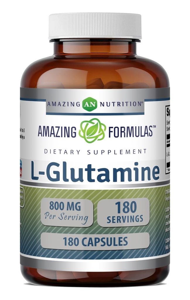 Amazing Formulas L-Glutamine Amino Acid Supplement | 800 Mg Per Serving | 180 Capsules | Non-GMO | Gluten Free | Made in USA