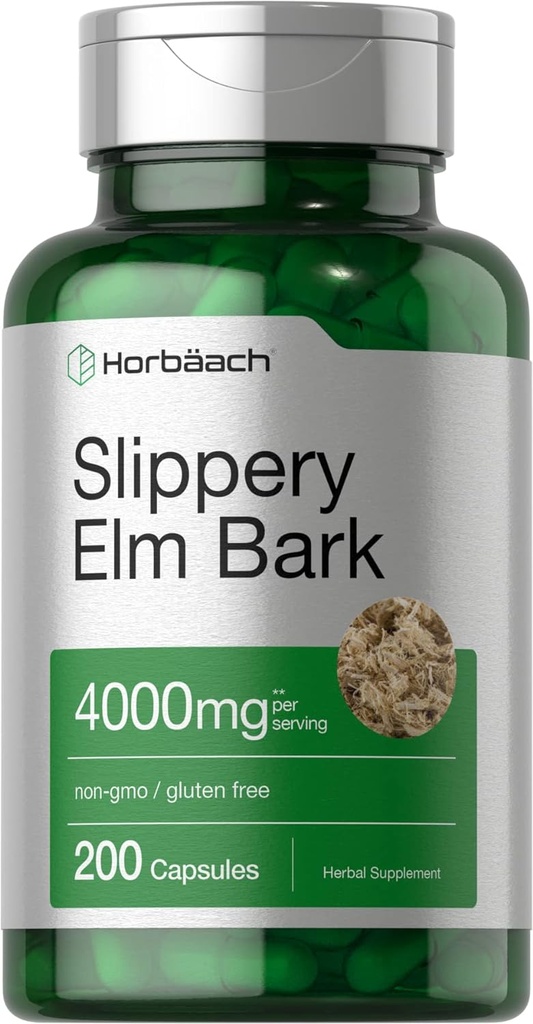 Horbäach Slippery Elm Bark Cápsulas (ou 200 Count)