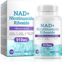 NAD Supplement för män och kvinnor - Liposomal Nicotinamide Riboside, Quercetin, NAD + Tillägg med Resveratrol 910mg - Stöder muskel, hjärna, energi, 120 kapslar