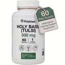 PRISTINE'S Holy Basil Tulsi 500mg Adaptogen Capsules, Vegan, 60 Day Supply | Calm and relaxation support in a simple Tulsi (holy basil) capsule routine. 60 day supply, vegan, non-GMO, gluten-free