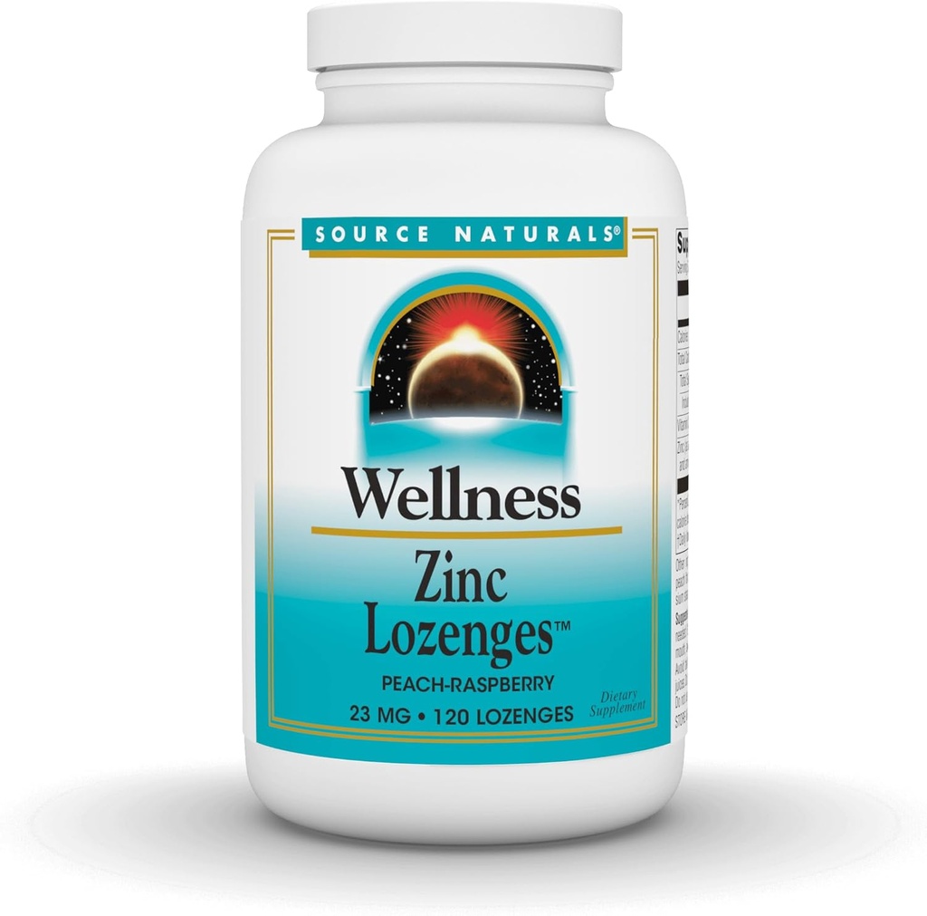 Källa Naturals Wellness Zink Lozenges, Peach-Raspberry Flavord Immune Support, 23mg - 120 Lozenges