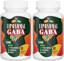 GABA lipossomal com L-Teanina Suplementos 1200mg - Complexo GABA de alta absorção com Ashwagandha, Camomila, Tart Cherry Herbal Suplementos para Homens e Mulheres, 120 Softgels