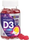 Vitamina D3 Gummy 5000 UI (125 mcg) - Dietary Vitaminas D Supplement for Women & Men - Bone, Dentes, Muscle & Imune Health Support, High Potence VIT D3 Nature's Non-GMO & Gluten Free - 60 Gummies