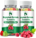 Magnesium Glycinat Gummies til voksne og børn, 2 pakker Chewable Calm Magnesium Gummies til søvn, Magnesium Glycinate 400mg, Stress & Muscle Relief, Magnesium Kalium supplement