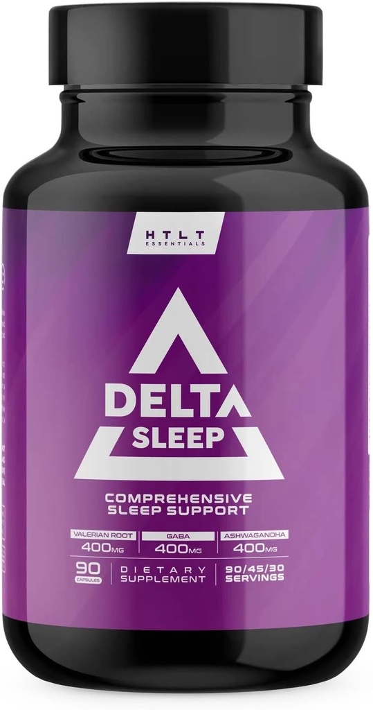 Delta Sleep by HTLT CLAND124; Komplexní spánkový dodatek s Ashwagandha, Melatonin, 5-HTP, & GABA CLAND124; L- Theanin & Magnesium Glycinát k udržení hladiny GABA CLAND124; Valerian Root for Sleep, (90 Kapsle)