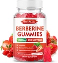 Berberine Gummies met Ceylon Cinnamon 1500mg High Potency Berberine HCL Supplement voor Immune Support, Sugar Free, Vegan, Aardbei smaak, 60 Tellen