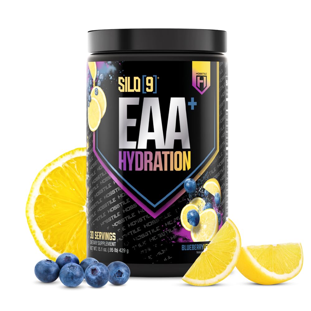 HOSSTILE SILO[9] EAA + Hydration Powder – Essential Amino Acids with Electrolytes, EAA BCAA Intra Workout Powder & Post Workout Recovery, Blueberry Lemonade, 30 Servings