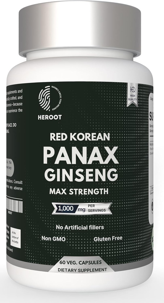 Panax Ginseng Capsula 500 MG Per Serving Energy, Memory & Brain Health Support, Non-GMO (Pack of 60 Capsule)