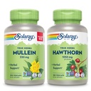 SOLARAY Mullein Leaf 330 mg and Hawthorn Berry Capsules 1050 mg - Soothing Herbal Support Bundle for Overall Health and Wellness - Vegan, Non-GMO, 60-Day Guarantee, Lab Verified, 200/180 VegCaps