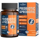 100 Billion Probiotics for Men and Women 27 Strains 5 Organic Prebiotics for Gut Digestive & Immune Health, Supports Diarrhea Gas Bloating, Non-GMO, Zero Fillers – Made in USA丨60 Caps