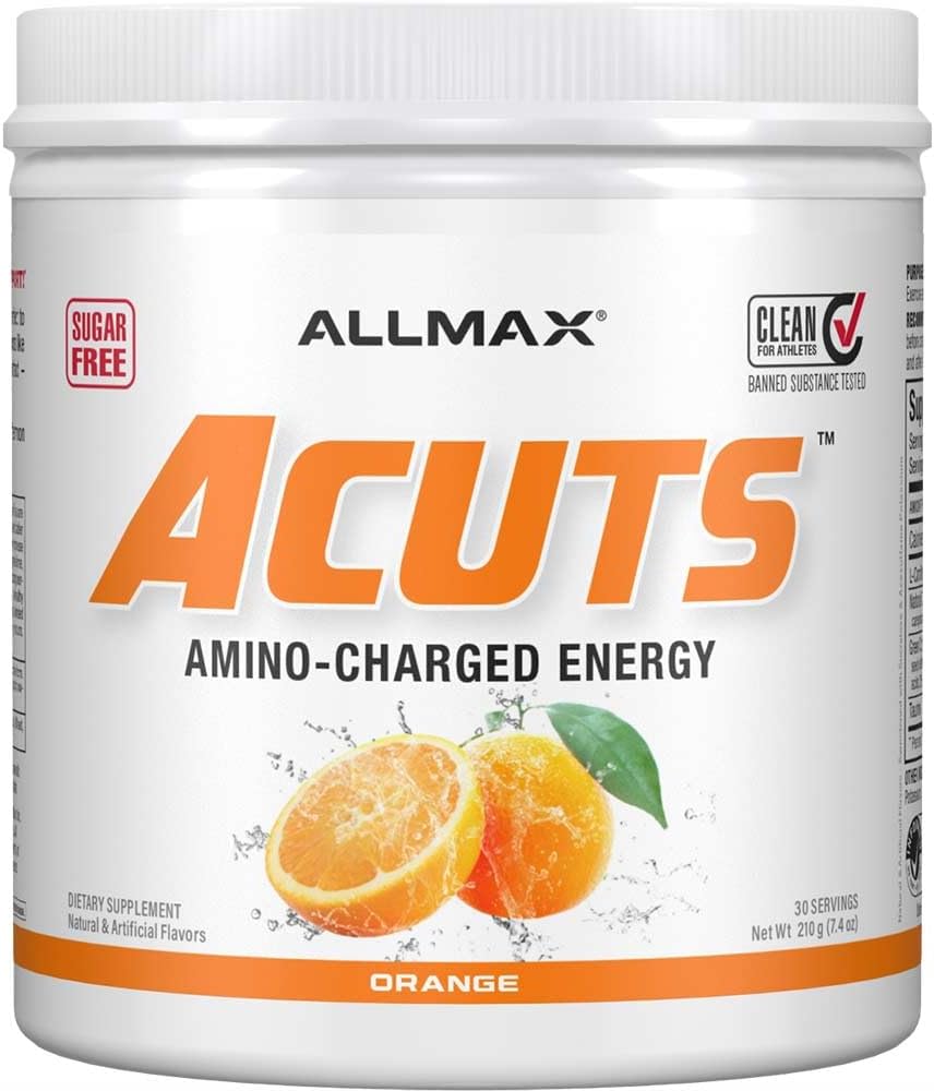 ALLMAX Nutrition AMINOCUTS (ACUTS), boisson énergétique avec Taurine, L-Carnitine, extrait de café vert, orange, 30 portions