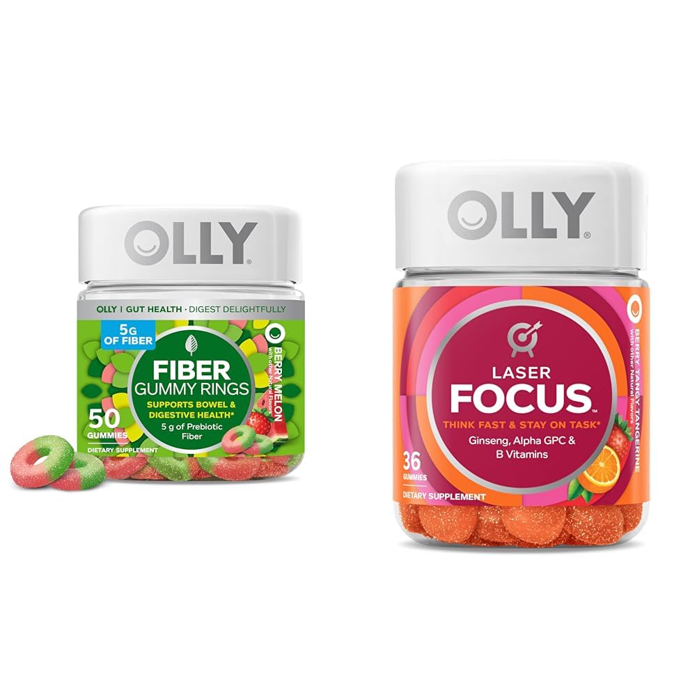 OLLY Fiber Gummy Rings 50ct & Laser Focus Gummy 36 Count
