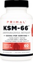 Primal KSM-66 Ashwagandha Complex (60 Capsules / 60 Servings, 600 mg Per Serving) - KSM-66 Ashwagandha with Black Pepper Extract, Gluten Free, Non-GMO