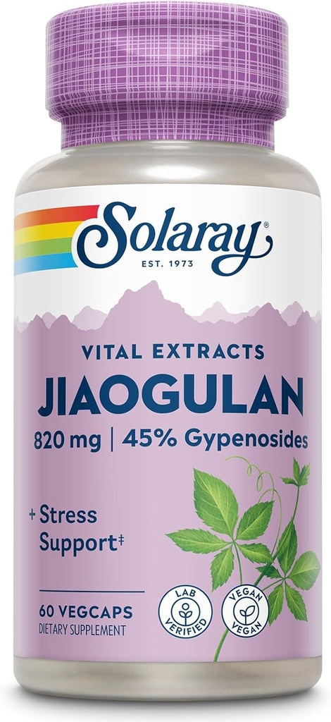 SOLARAY Jiaogulan Root and Rhizome Extract, Gynostemma Pentaphyllum Spress Support and Antioxidants Addition - Vegarian, Lab Verified - 60 Day Money-Back гаранция, 30 Servings, 60 VegCaps