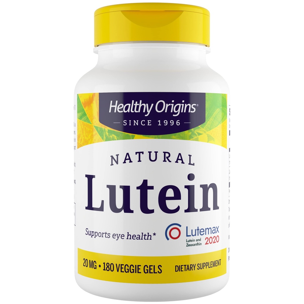 Healthy Origins Lutein 20 mg (Lutemax 2020 with Zeaxanthin, Non-GMO, Vegan, Eye Support), 180 Veggie Gels