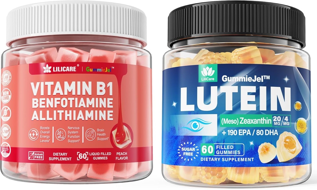 Be cukraus Lutein 20 mg 40 mg + Vitaminas B1 Gummies