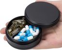 Pill Box 2 Compartment Pill Case - 포켓 또는 지갑을위한 휴대용 금속 여행 알약 용기, 의학 비타민 물고기 오일 및 보충제 용 방수 알약 주최자 홀더