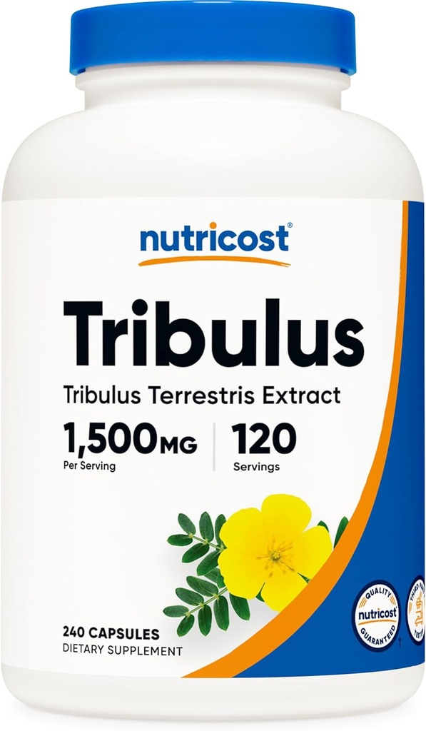 Nutricost Tribulus Terrestris kivonat 1500mg, 240 kapszula - 45% szaponinok, 120 szerva, nem-GMO, glutén mentes
