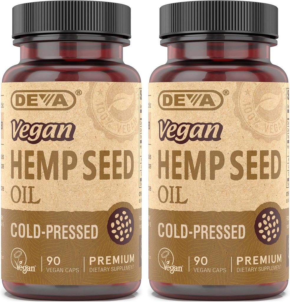 Deva Vegan Virgin Cânep Seed Capsule ulei 2-Pack 