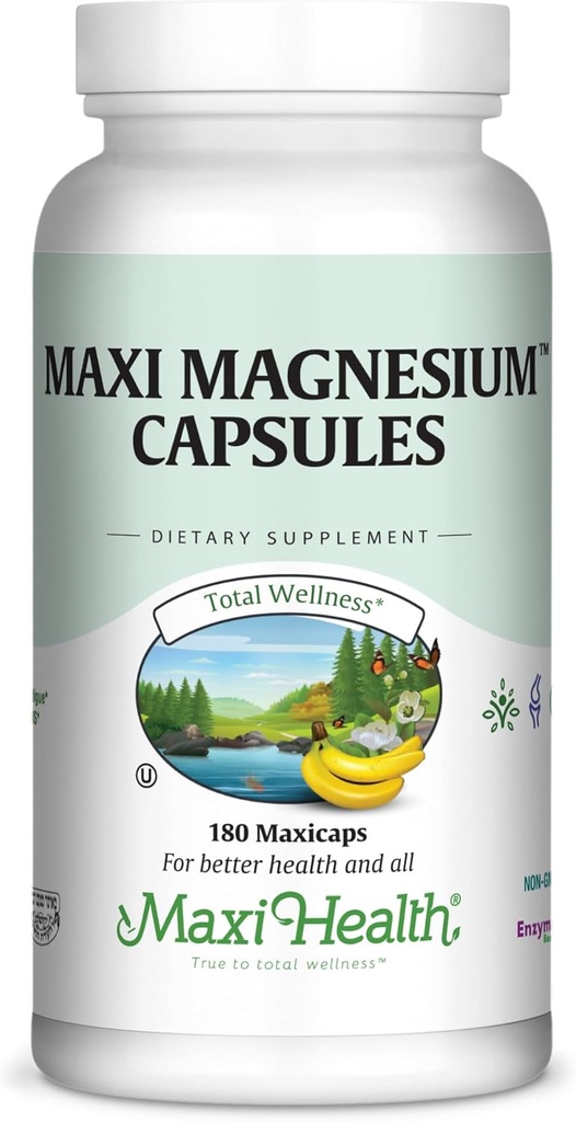 Magnesio Capsule - Produzione Energetica - Muscle & Nerve Health - Bone Support - Magnesio Supplemento da Magnesio Ossido, Magnesio Glycinate Chelato e Magnesio Citrato - 180 Contare da Maxi Salute