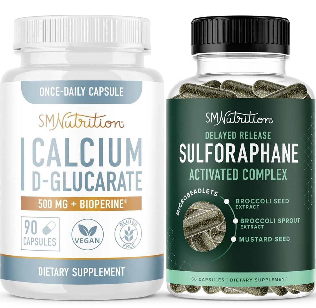 Sulforaphane Complex with Calcium D-Glucarate | Hormone Balancing Bundle with Advanced Microbeadlet Hormone Balance Supplement (60 Servings) and Vegan Gluten Free Non-GMO CDG Supplement (90 Servings)