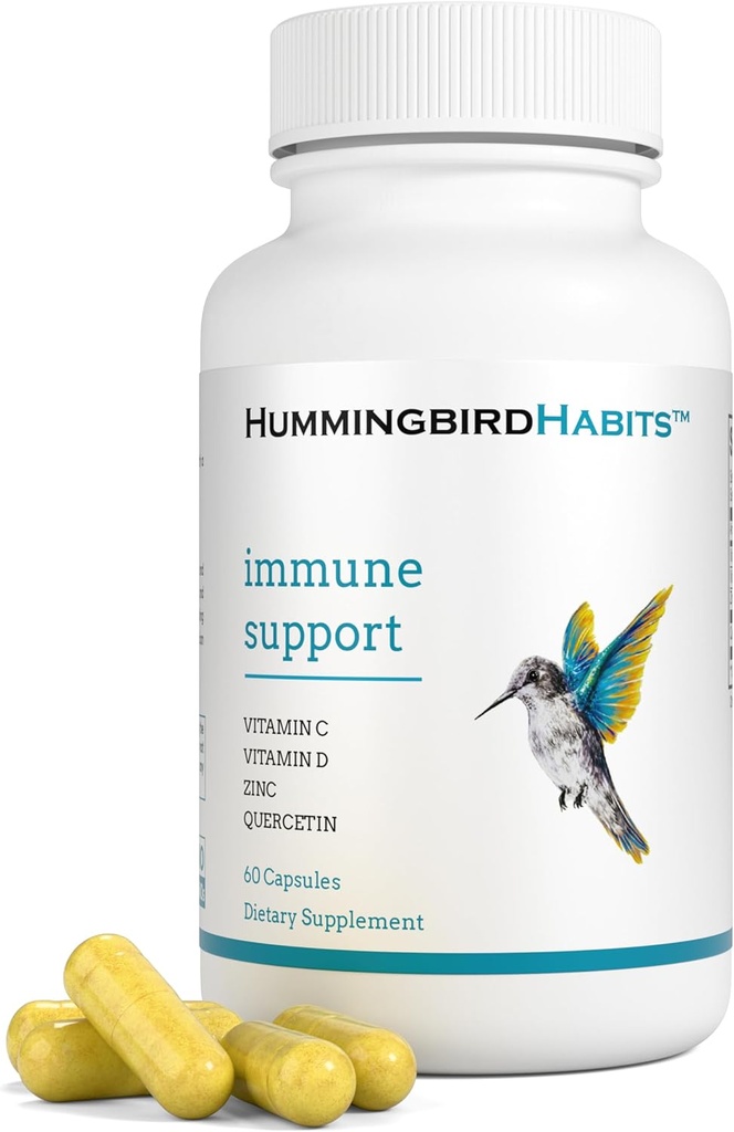 Imūnais atbalsts, Cinka kvercetīns C vitamīns un D Imūnkomplekss, dihidrāts Quercitin Papildinājumi 500 ar Cinka C vitamīnu D3 Imunitātes atbalstam, Vegana papildinājums (60 kapsulas)