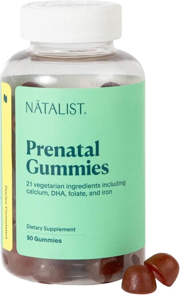 NATALIST Prenatal Gummies tema Daily Preconception & Rasedus Formula Naiste multivitamiinid + DHA Omega-3 vetikatest - segatud marja, taimetoitlane, gluteenivaba, mitte-GMO - 90 Count