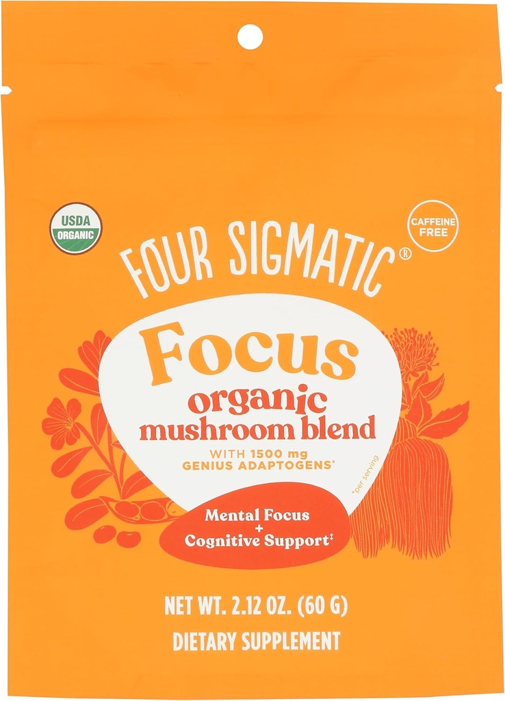 Four Sigmatical Focus Blend 7 Superfoods Adaptogen Blend Mix with Lion's Mane, Cordyceps, Rhodiola, Bacopa & Mucuna 