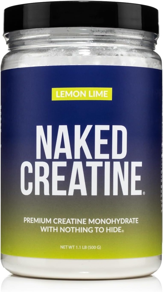 NAKED Pure Micronized Citron Laima Kreatīna monohidrāts - 42 Kalpojumi - 500 Grams, 1.1Lb Bulk, Vegan, Non-GMO, Bez glutēna, bez sojas.