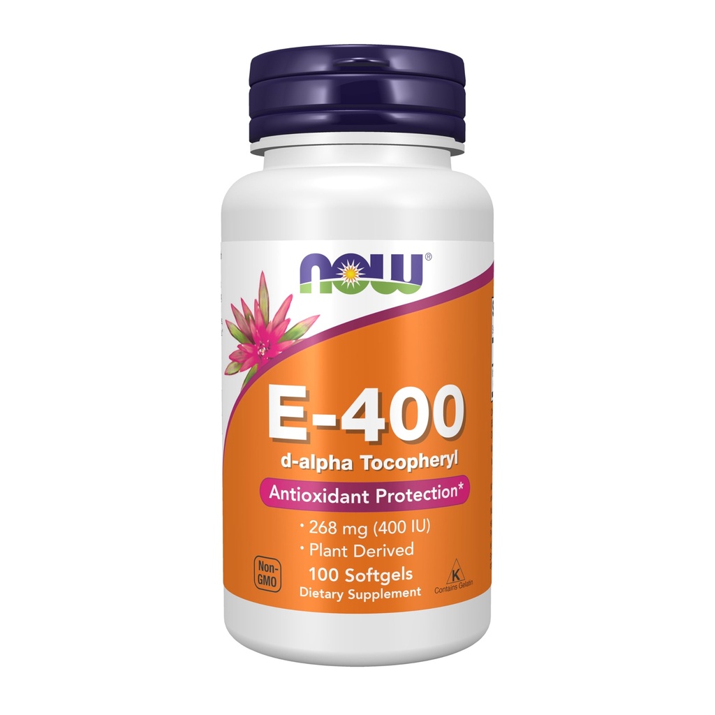 NOW Supplements, Vitamin E-400 IU, D-Alpha Tocopheryl, Antioxidant Protection, Softgels, 100 Count (Pack of 1)