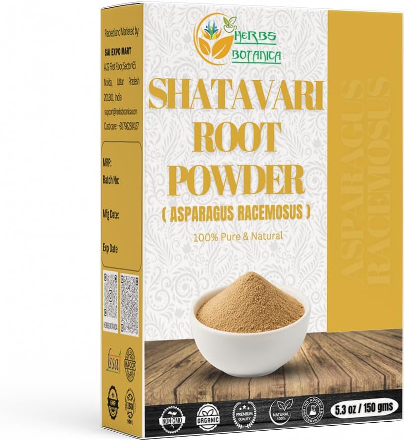 Herbs Botanica Shatavari Powder Natural Asparagus Racemosus para Lactación Breastfeeding Shatavri Satawar Kalpa India Mellora a lactación | Rejuvenece Stamina | 5.3 oz / 150 GMS