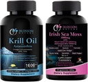 Antarctica Krill ulei 1600mg cu Astaxanthin 2mg și Irish Sea Moss Gummies 3000mg cu ulei de semințe negru și Ashwagandha 2000mg