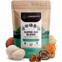 Organic Super Six Mushroom Powder Supplement Extract 100g | Lion's Mane, Reishi, Cordyceps, Turkey Tail, Chaga & Tremella Full-Spectrum Complex | Fruiting Body | ≥30% Beta-D-Glucans | Daily Wellness