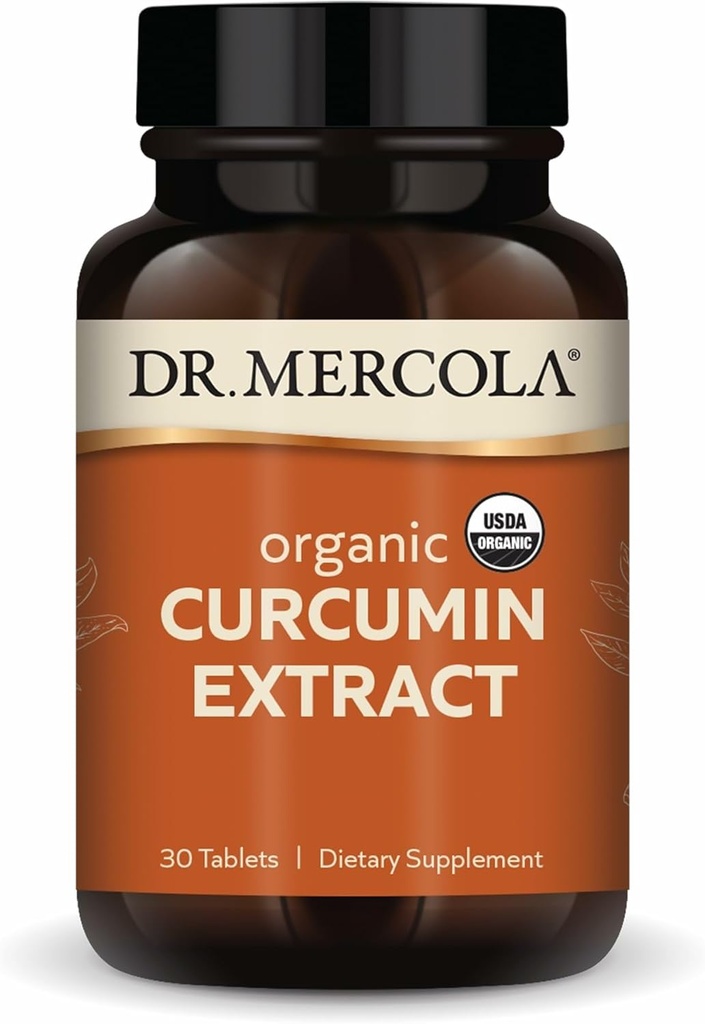 Dr. Mercola Organic Curcumin Extract, 30 Portionen (30 Tabletten), Nahrungsergänzung, Non-GMO, zertifiziert USDA Organic