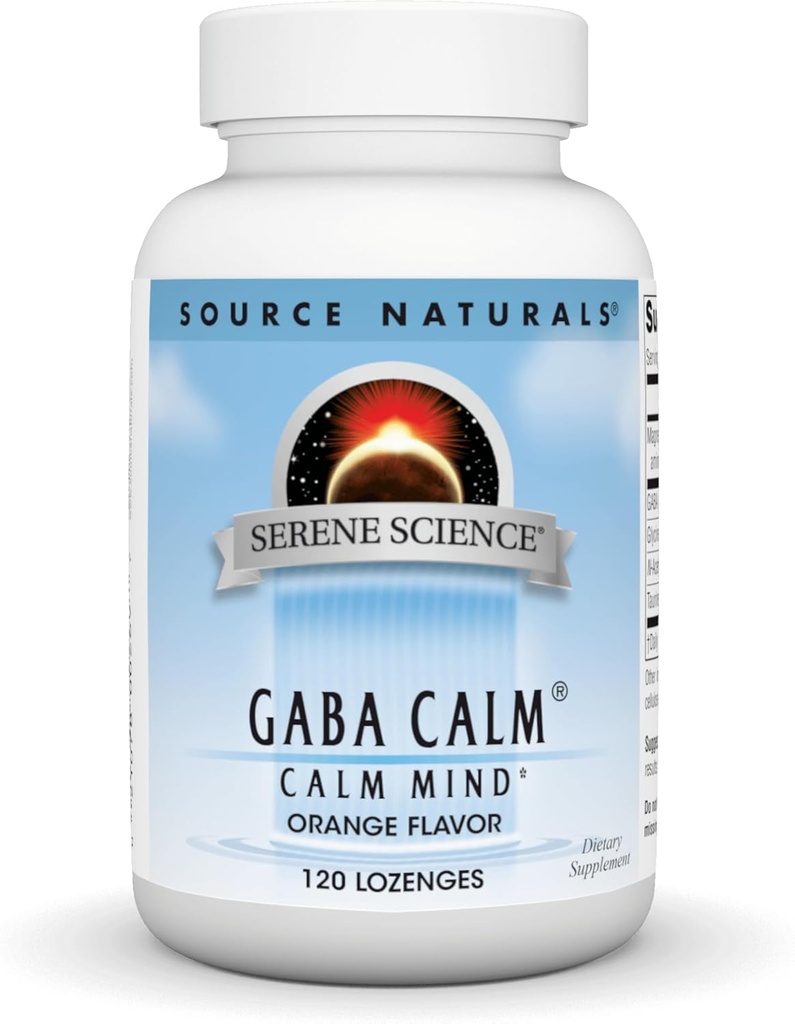 Source Naturals Serene Science, GABA Calm - podpira umirjeno razpoloženje, hitro raztapljanje pomarančne arome* - 120 Lozenges