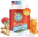 Cordyceps Mushroom Capsules - Hỗ trợ sức khỏe và năng lượng Immune với Cordycops Militaris, Maca Root, Ginseng, Rhodiola, Mushroom phụ giúp sức chịu đựng, Stamina, Athletic Engance, 60 Capsules