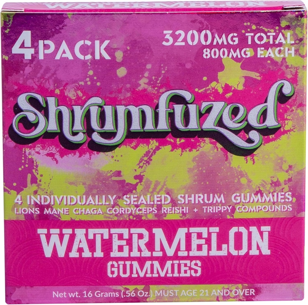 Gummy Nootrópico Proprietário 3200mg - Mane Leão, Reishi, Chaga, e Cordycep Nootrópico Tripee Mistura de cogumelos (4, Melancia)