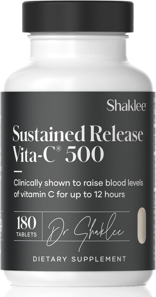 Shaklee - Sustained Release Vita-C® 500mg - High-Potency Cellular och Immune Support Formel med Proprietary Sustained-Release System - inkluderar Rose Hips och Bioflavonoid Blend - 180 tabletter