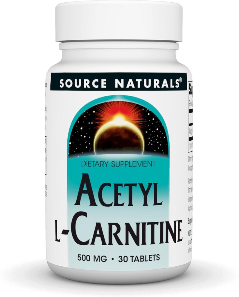 Джерело Naturals Acetyl L-Карнітин, 500mg, 30 Таблетки