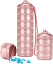 XHT Pink Metal Pill Organizer 7 Day 2 Kali sehari - Aestetic Waterproof AM PM Travel Pill Box, Heavy Duty Pill dan Medical Pill Organizer for Vitamin, Fish Oil & Suplemen