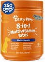 Zesty Paws Dog Multivitamin, Chewable Dog Vitamins and Supplements for Hip " Joints, Skin " Coat, Omega 3 Fish Oil for Dogs- Senior " Puppy Multivitamin - Chicken- 250ct
