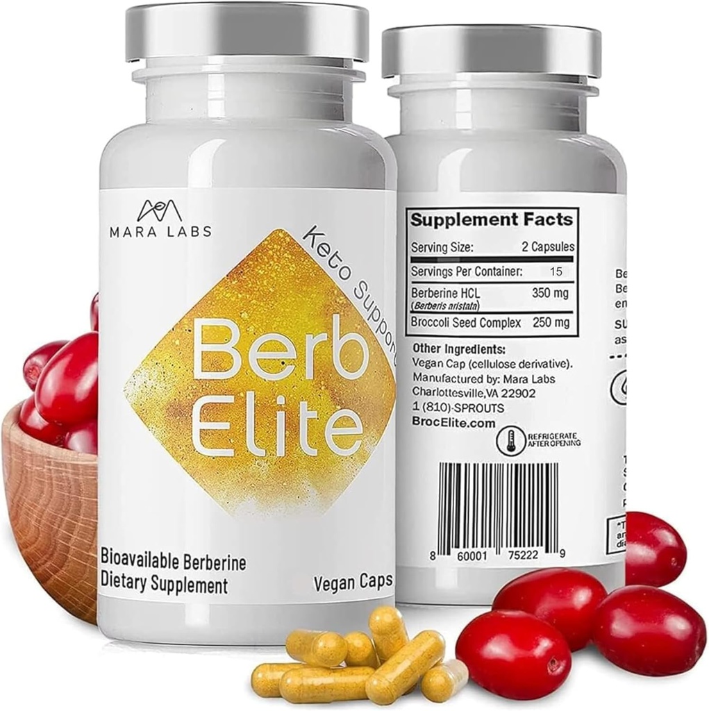 Mara Labs BerbElite | 350mg Berberina HCL & Broccoli Seed Complex per aumentare la biodisponibilità | 30 capsule vegan