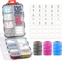 3 Pack 14 GRIDS Travel Pill Organizator Box z etykietami - Zestaw leków podróży Case Kit - Pocket Daily Pharmacy Container - Travel Medication Holder Dispenser for Fish Oil Supplement Storage - Clear