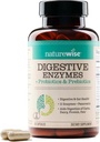 NatureWise Digestive Enzimas - Multi Enzimas con Probióticos + Prebióticos - Post Mealtime Comfort & Bloating Support + Aids Digestion and Gut Health - Soy-Free, Non-GMO - 60 cápsulas[1-Month Supply]