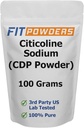 Powder citicoline, Popper Choline CDP Murni dengan Scoop, Non- GMO, Suplemen Kognitive untuk Memori dan Belajar (100 Grams)