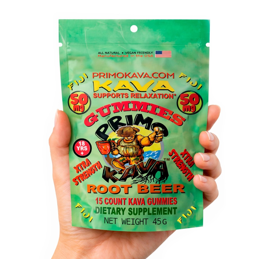 Kava Kava Gummies 750mg – Strong Noble Kava with 750mg Kavalactones for Calm & Relaxation – Alcohol-Free – Fast-Acting Fiji Kava Root Extract- Certified 3rd Party Testing – Root Beer Flavor
