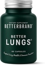 Betterbrand BetterLungs Lung Support Supplement with NAC, Mullein Leaf for Smokers, Respiratory Health Formula with Elderberry, Vitamina D, Ginseng, Reishi Mushroom - 60 Cápsulas - Pacote de 1