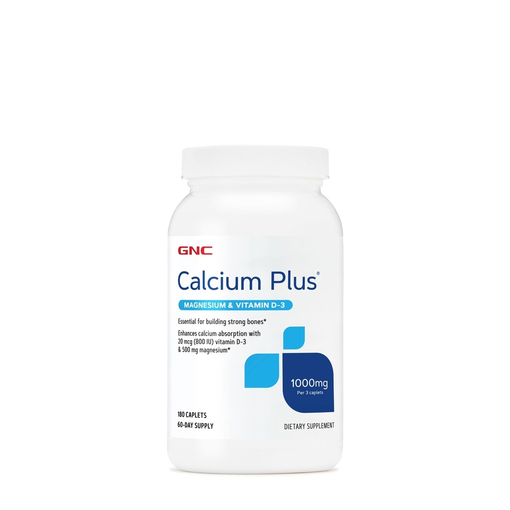 GNC Calcium Plus Magnesium & Vitamin D-3 1000mg, Essential for Building Strong Bones, 180 Count